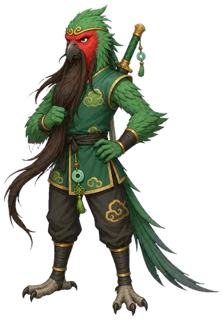 關羽・綠鸚鵡